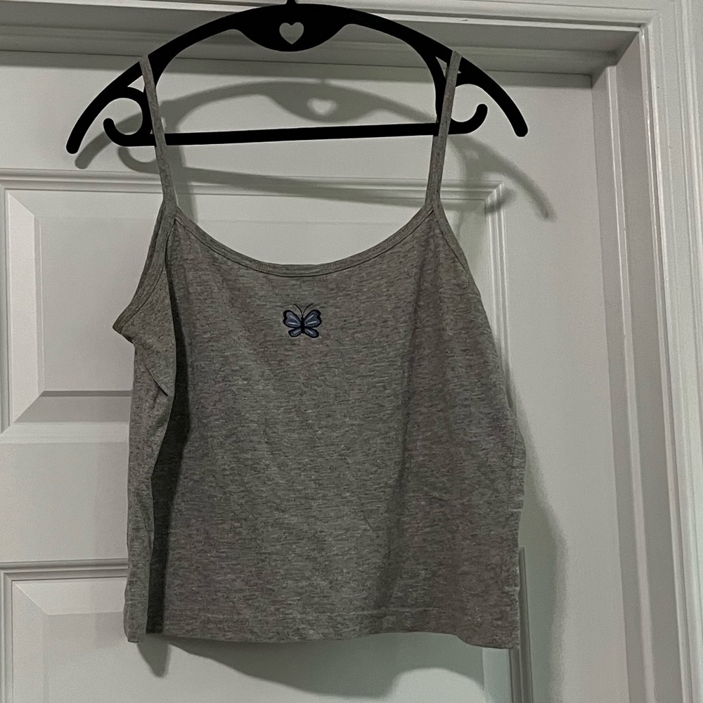 Heather grey spaghetti strap crop top. XL